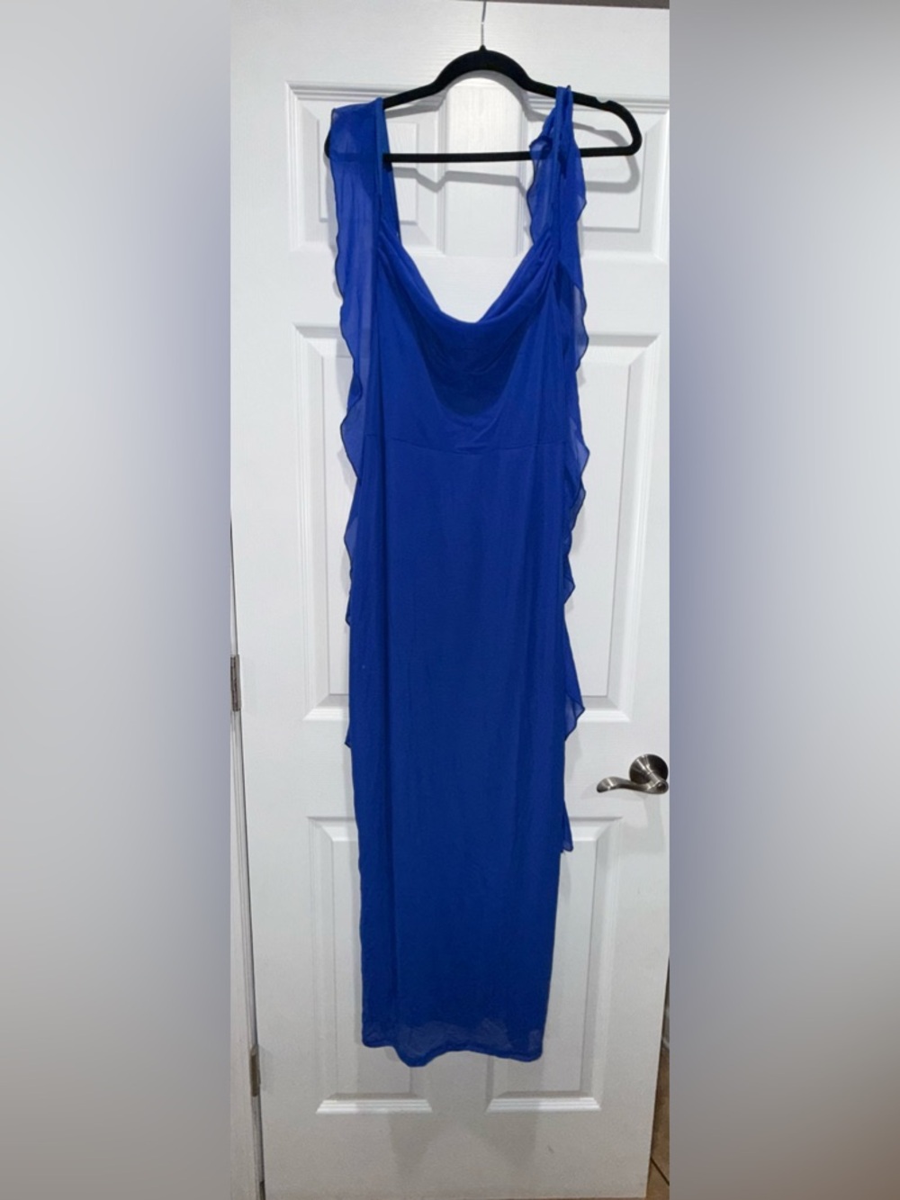 Royal Blue Sleeveless Chiffon Maxi Dress